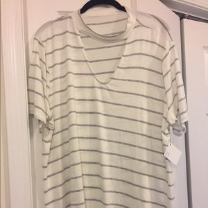 White grey choker shirt